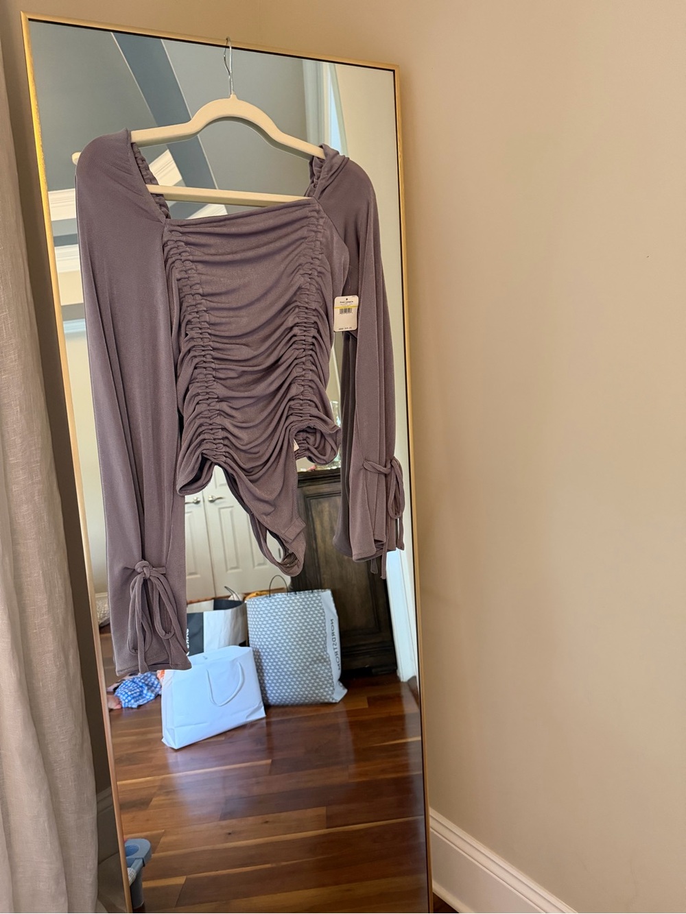 Free People Ruched Long Sleeve Top in Mauve